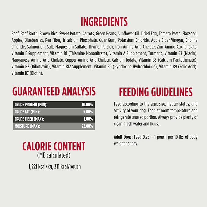 Nulo Gently-Cooked Meals Complete and Balanced Adult Wet Dog Food, Beef & Sweet Potato, 9 Oz (Pack of 8)