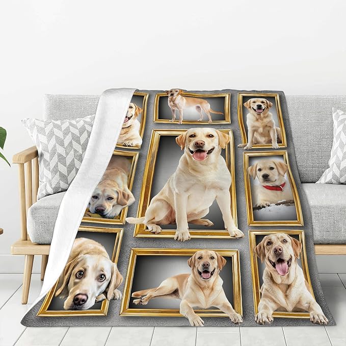 Labrador Gifts, Labrador Throw Blanket, Dog Gift for Women Men Boys Girls Lover Adult Cozy Fleece Flannel Bedding Stuff Animal Plush for Couch Sofa Bed Decor 60"X50"