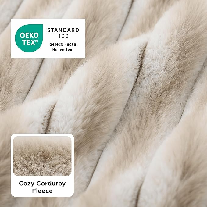 Bedsure ComfyFleece™ Cute Dog Bed for Small Medium Dogs - Washable Furry Puppy Beds, Rectangle Orthopedic Corduroy Fleece Pet Beds with Removable Zipper Cover, 25x21x7inches, Amphora