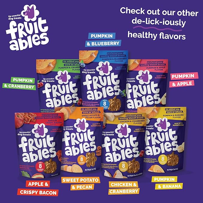 Fruitables Baked Dog Treats Variety Pack - Pumpkin Flavors - Healthy Low-Calorie Snacks - Wheat, Corn & Soy Free - 7 oz (4 Pack)