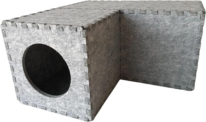 Guinea Pig Felt Hideout Creative Assembly & Detachable House Bed Small Animal Tunnel Hidey Habitats Decor for Guinea Pig Rat Chinchilla Hedgehog Hamster (Grey)
