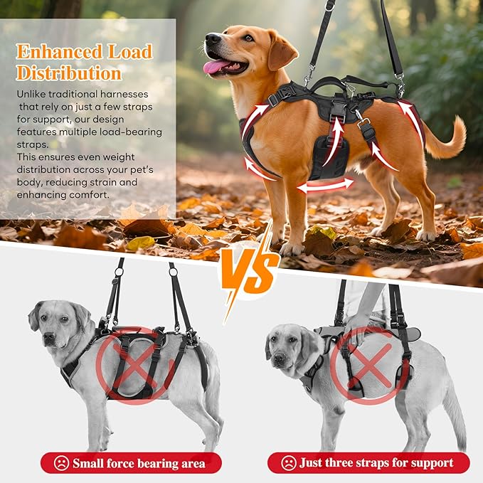 Dog Lift Harness, Dog Support & Recovery Sling for Full-Body & Hind/Front Leg – Pee-Able Design for Large/Medium Dogs – All-in-One Ideal Assistance for Senior, Disabled, Arthritic & ACL Canines (M)