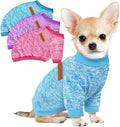 3 Pack Dog Sweaters for Small Dogs Girl Boy Winter Fleece Clothes Warm Soft Dog Sweatshirt Outfit for Dogs Cats Pet Apparel (Rose+Light Blue+Purple, X-Large)