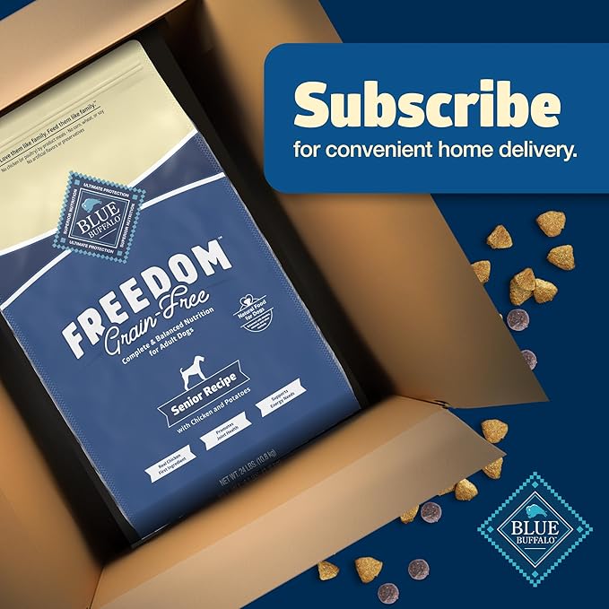 Blue Buffalo Freedom Grain-Free Senior Dry Dog Food, Provides Energy to Stay Active, Made in the USA with Natural Ingredients, Chicken & Potatoes, 24-lb Bag