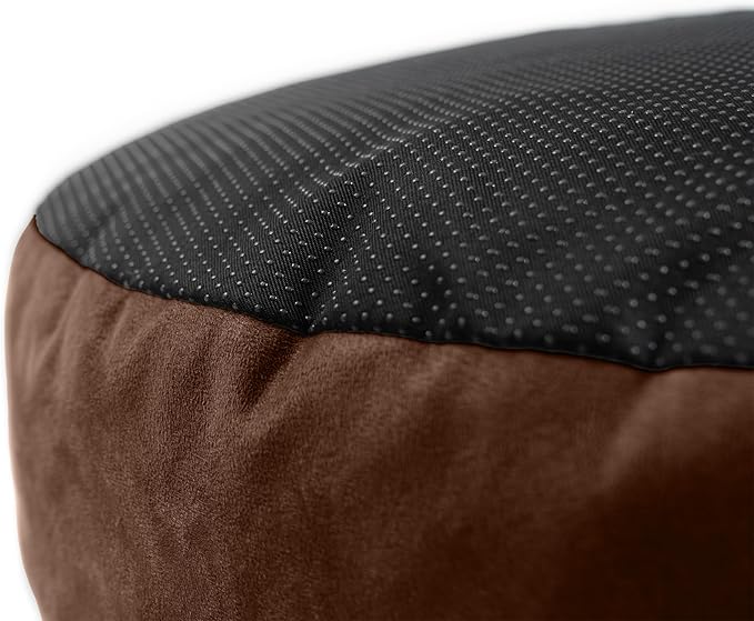 Jaxx Robbi Dog Bed Bean Bag – Round Bed with Machine Washable Cover and No-Slip Base - Supportive Memory Foam for Senior Dogs & Joint Pain Relief - Ultimate Comfort & Luxury - Small, Caramel/Chocolate