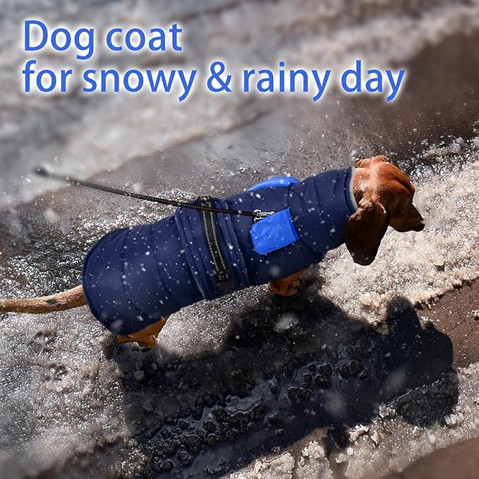 MIGOHI Dog Winter Coat - Reflective Medium Dog Snow Jacket with Thick Turtleneck,Windproof Pet Fleece Vest, Cold Weather Coat for Medium Dogs, Snowproof for Hiking,Camping,L,DarkBlue