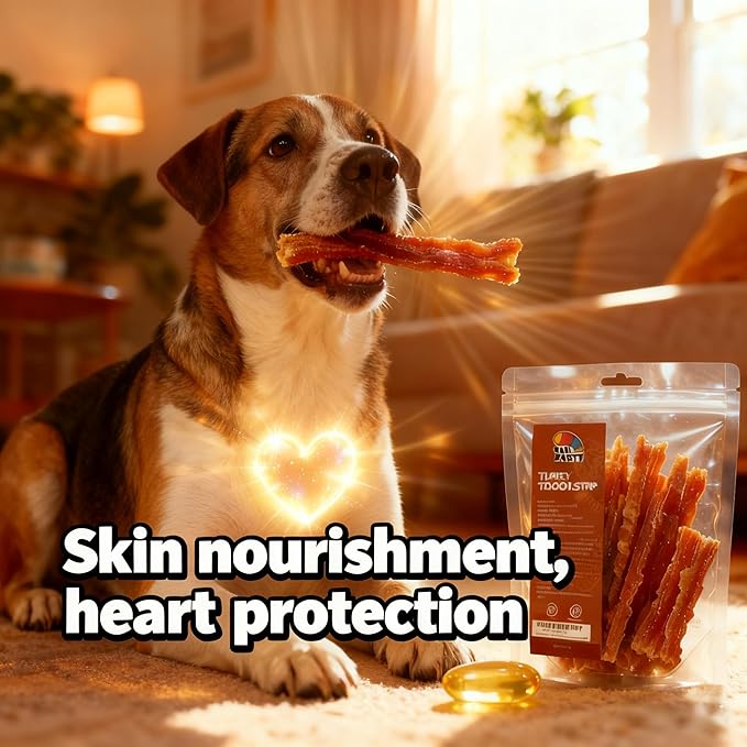 TailParty Turkey Tendons for Dogs with Fish Oil & Taurine: All Natural Dental Chews & Training Treats, Long Lasting Snack for Health-Conscious Pet Owners(Strip, 1 lb)