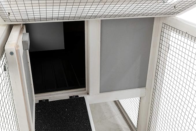 Trixie Natura Insulated Rabbit Hutch with Run, Ideal Outdoor Bunny House for Cold Weather, Foam Insulation Walls, Gray