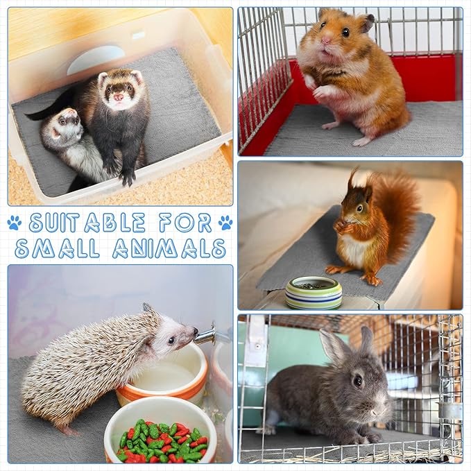 SmoothNovelty 5 Pcs Waterproof Guinea Pig Blankets Washable Small Animal Pee Pad Pet Blanket Sleep Bedding Mats Absorbent Guinea Pig Cage Liner Reusable Pet Sleep Pad(Gray,18" X 24",Classic)