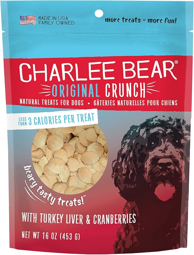 Charlee Bear Original Dog Treats, Turkey Liver & Cranberries, 16 oz (Pack of 2)