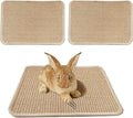 KEYIDE 2Pcs Rabbit Scratcher Pad for Nails, Natural Sisal Bunny Scratching Mat Grinding Claws Bunny Resting Bed Chew Toy 24"X16"
