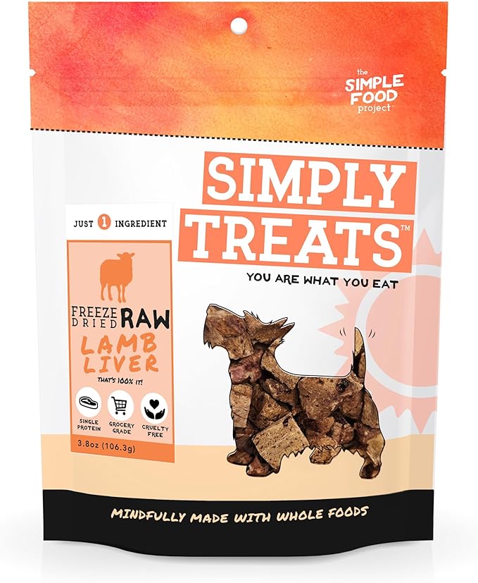 The Simple Food Project Freeze Dried Raw Dog Treats Grain Free, All Natural, with Just 1 Ingredient Lamb Liver for Dogs Use As Training Treats for Puppies, Small, Medium, Or Large Dogs