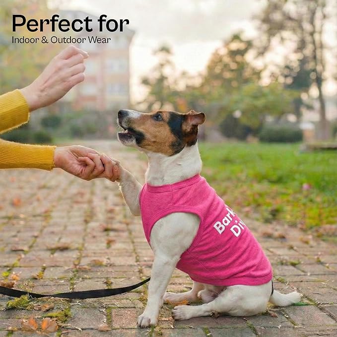 Parisian Pet Dog Shirt – 100% Cotton Barking Diva Shirts for Large Dogs – Pink Sleeveless Puppy Clothes – Lightweight and Breathable Pet Apparel – Girl Dog Clothes - Stretchy T Shirts for Dogs