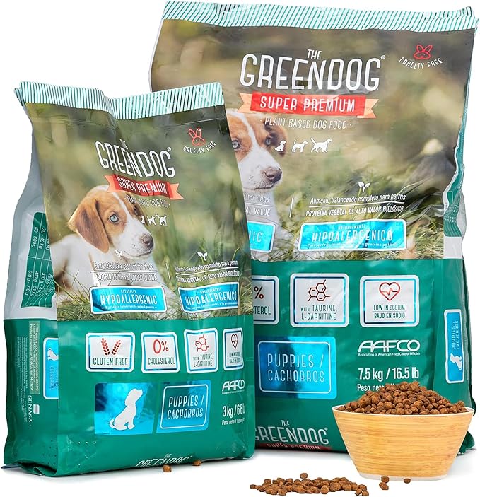 The Green Dog: Super Premium - Puppies - 16.5 Lb Bag Dog Food - Plant Based Protein, Vegan Dry Pet Kibble, Gluten Free, Complete Nutrition