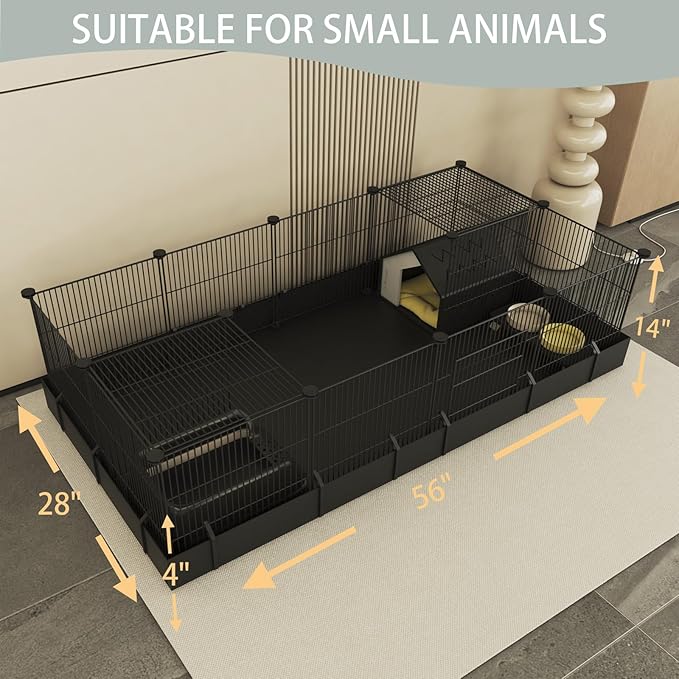 Xymoso DIY Guinea Pig Cages with Waterproof Canvas Bottom,16 Panels Small Animal Cage Pet Playpen with Door for Bunny Turtle Hedgehog,Indoor Metal Wire Yard Fence Outdoor