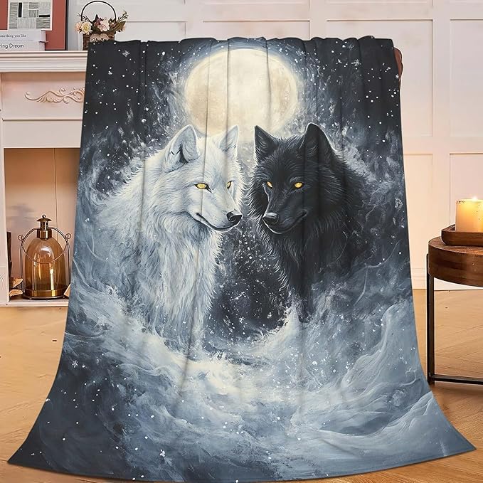 Wolf Throw Blanket Wolf Stuff Gifts for Kids Girls Boys Adults Women Man Soft Cozy Warm Plush Fluffy Fuzzy Fleece Blanket Decor 40''X50''