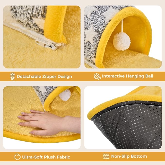 Avont Guinea Pig Hideout Tunnel Bed, Large Washable Hideaway House with Play Tunnel for Small Animals, Chinchillas Hamsters Chipmunks Dwarf Rabbits Rats -Star