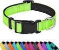 Reflective Dog Collar, Adjustable Soft Neoprene Padded Nylon Pet Collars with Buckle for Extra Large Dogs, Green,XL