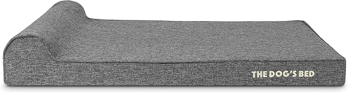 The Dog’s Bed Orthopedic Memory Foam Dog Bed with Headrest, Calming Surface – CertiPUR-Certified Foam, Linen Fabric, Grey Linen, XL, 4-Inch