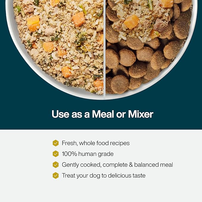JustFoodForDogs Frozen Fresh Dog Food, Complete Meal or Dog Food Topper, Chicken & Rice Human Grade Dog Food Recipe, 18 oz (Pack of 21)