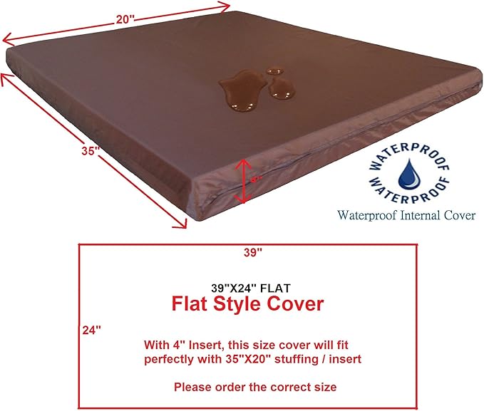 Dogbed4less 1 Pack Internal Duvet Case Waterproof Zipper Dog Bed Cover for Small Medium 35"x20"X4" Memory Foam Pad Pet Bed - 39"X24" Flat