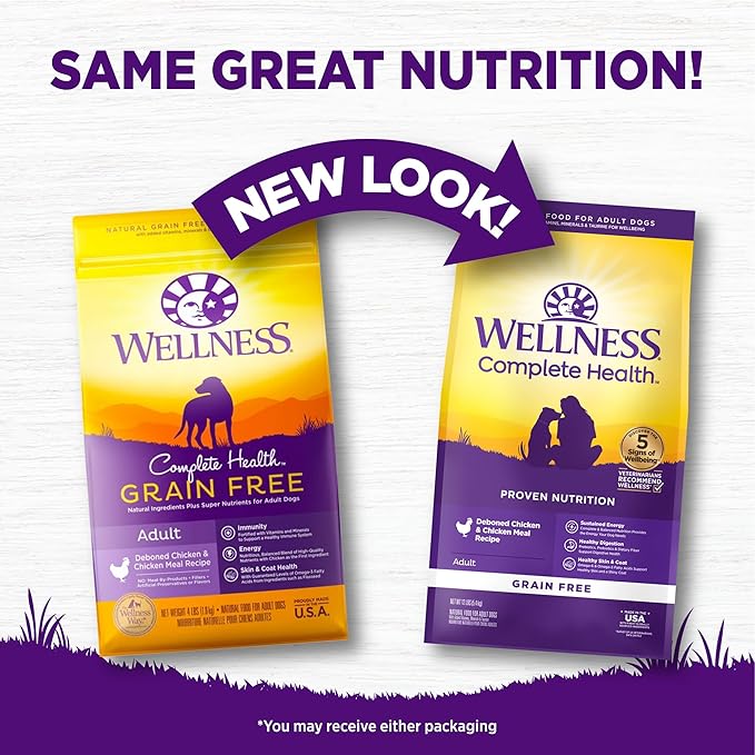 Wellness Complete Health Dry Dog Food, Grain-Free, Natural, Chicken Recipe, (12-Pound Bag)