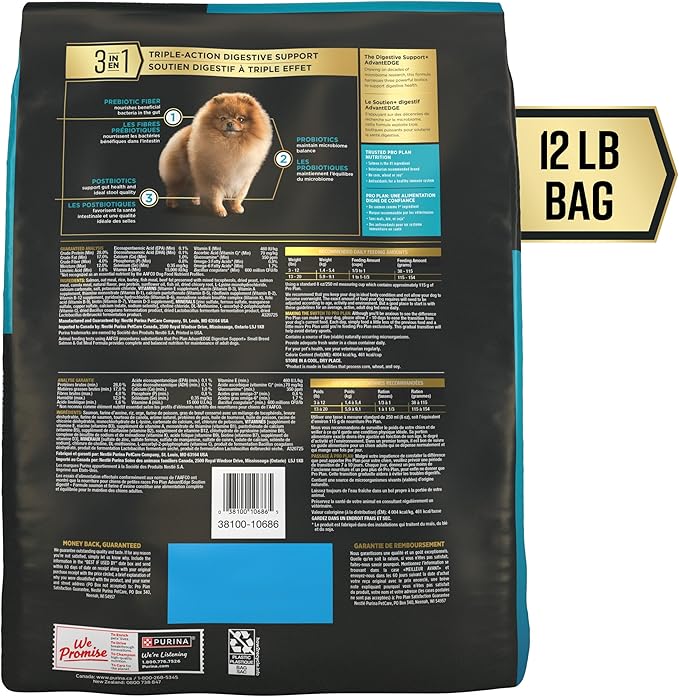 Purina Pro Plan AdvantEDGE Digestive Support Plus Small Breed Salmon and Oat Meal Formula Adult Dry Dog Food - 12 lb Bag