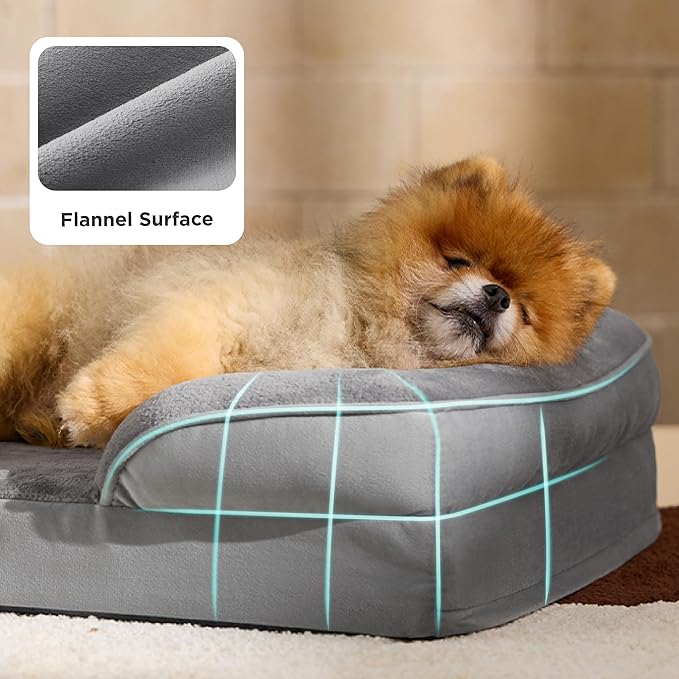 Bedsure Orthopedic Dog Beds for Small Dogs - Washable Small Dog Cat Bed Waterproof, Comfort Pet Couch Sofa with Washable Removable Cover, Pets Bed with Nonskid Bottom, Ivory, 24"
