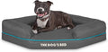 The Dog’s Bed Orthopedic Memory Foam Corner Dog Bed, Calming Surface – CertiPUR-Certified Foam, Oxford Fabric, Grey with Blue Trim, Medium