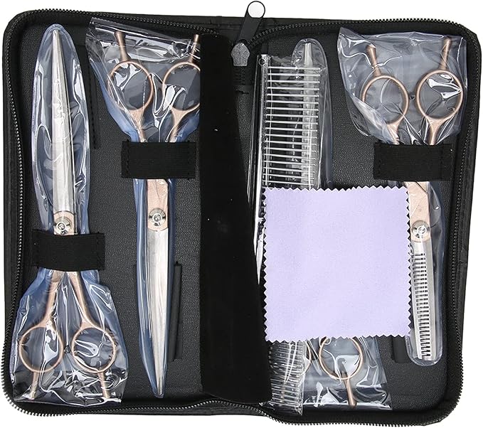 Pet Grooming Kit with 7 Inch Double Tail Scissors Set and Stainless Steel Comb for Dogs Cats Rabbits Hamsters