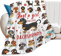 SweetFox Just A Girl Who Loves Dachshunds Blanket, Dachshund Dog Decor Throw Blanket Gifts for Girls Boys Lover Super Warm Soft Plush Fleece Flannel Bedding Blankets for Kids Adults Men Women 50"X40"