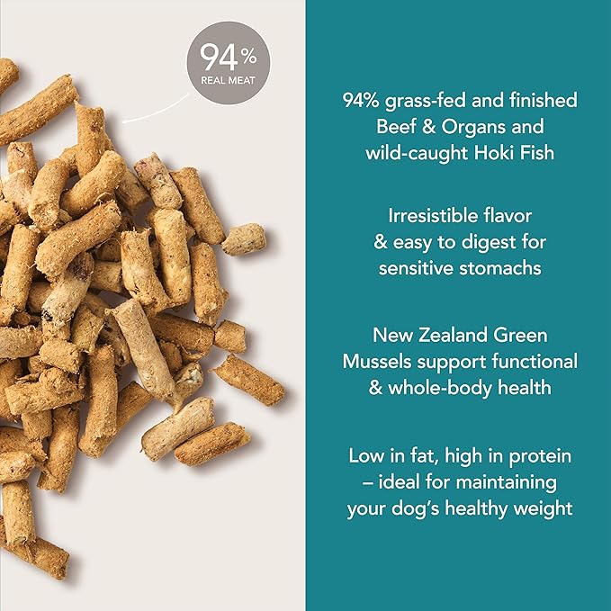 K9 Natural Beef & Hoki Freeze Dried Dog Food, High-Meat Natural Complete Meal or Meal Toppers for Dogs, Grass-Fed Beef & Hoki from New Zealand, Grain-Free, GMO-Free, Complete & Balanced, 3.5oz