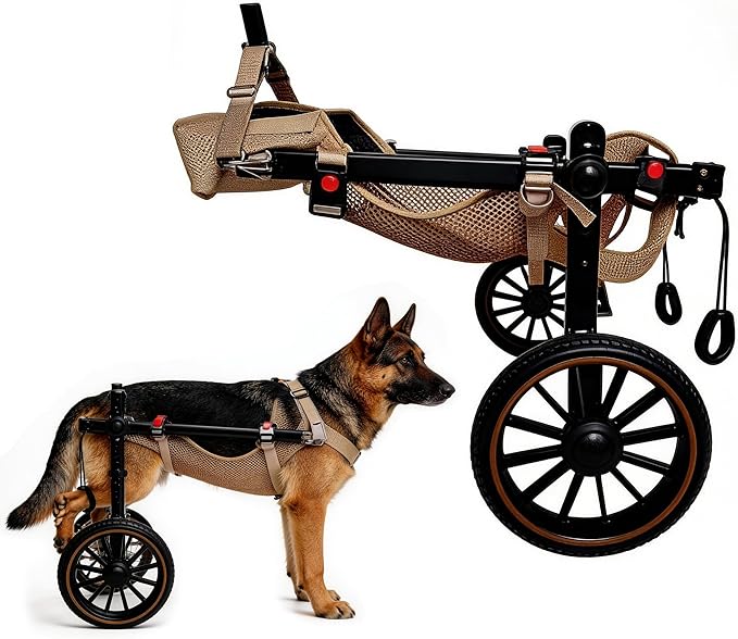 Dog Wheelchair for Back Legs, Lightweight Aluminum Alloy Large Dog Wheelchair with All-Terrain Tires, Adjustable Mobility Support Cart for Disabled Hind Legs Rehab