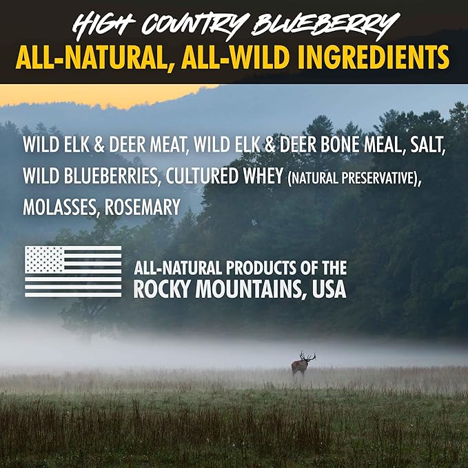 High Country Wild Blueberry Elk & Venison Multipurpose Dog Treats - Natural Grain-Free Puppy & Dog Snacks - Protein for Training & Reward - No Fillers, No Artificial Preservatives, 8oz 1 Pack