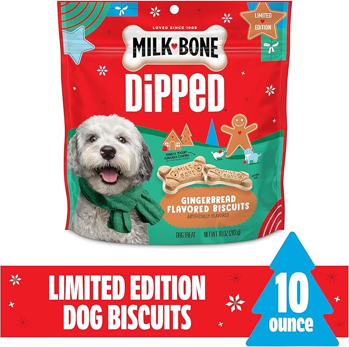 Milk-Bone Dipped Gingerbread Artificially Flavored Dog Biscuits, 10 oz Bag