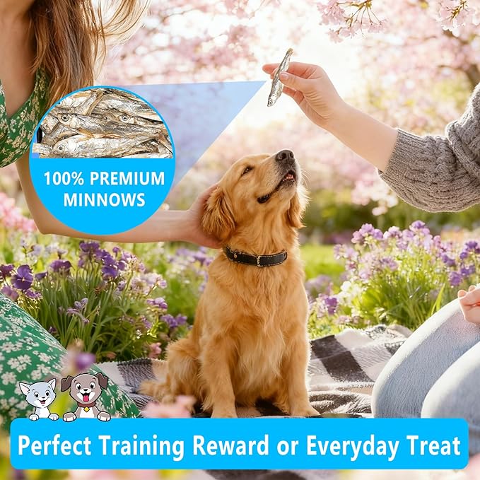 Minnows Dog Treats, 100% Natural Dried Minnows for Dog & Cat, Air Dried, Grain-Free, High-Protein, Premium Quality Cat & Dog Treats 8.5 oz