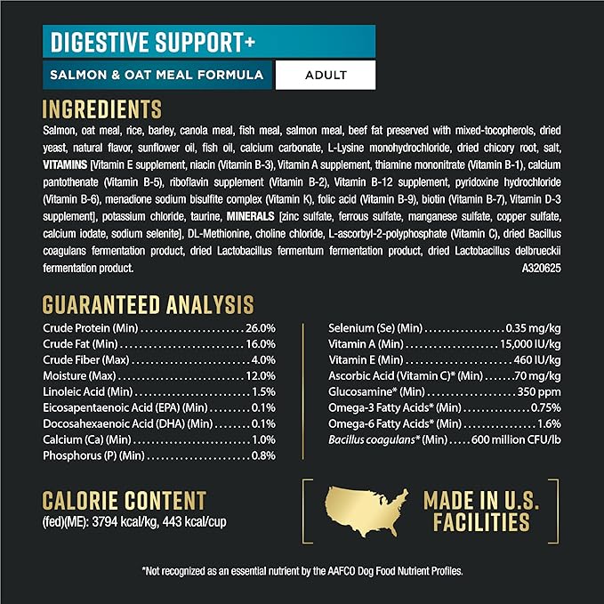 Purina Pro Plan AdvantEDGE Digestive Support Plus Salmon and Oat Meal Formula Adult Dry Dog Food - 22 lb Bag