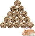 Hamiledyi 15PCS Rabbit Grass Balls 2.8in Large Guinea Pig Balls Small Animal Activity Enrichment Toy for Bunny Chinchilla Hamster Gerbil Grinding Playing