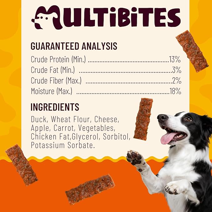 7.4 oz Natural Duck & Apple Bars for Dogs - Healthy Dog Treats Dog Training Treats - Healthy Dietary Fiber Support for Small, Medium, Large Dogs