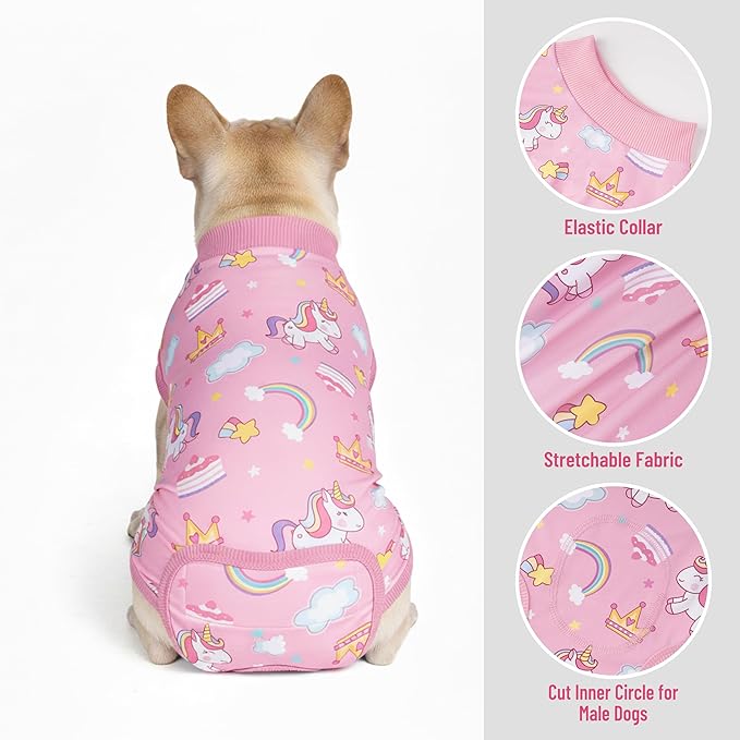 cyeollo Recovery Suit for Dogs Surgery Suit Female Spay Soft Pet Onesie Bodysuit After Sugery Male Dog Neuter Pet Clothes Small Dogs Surgical Recovery Shirt, Unicorn XS