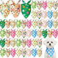 Weewooday 50 Pcs Spring Dog Bandanas Bulk with Daisy, Flower, Floral Soft Bibs Adjustable Triangle Pet Scarf Bowtie for Small Medium Large Costume Grooming(Spring, 25.6 x 17.7 x 17.7 Inch)