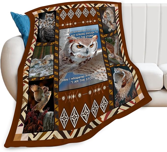 Owl Throw Blanket Owl Stuff Gifts for Kids Girls Boys Adults Women Men Soft Cozy Warm Plush Fluffy Fuzzy Fleece Blanket Decor 50''X60''