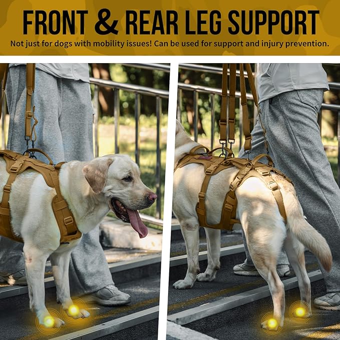 OneTigris Multi-Function Dog Lift Harness, All-Gender Dogs Friendly Design, Full Body Dog Sling Carrier with Three Handles Front/Rear Leg Assist for Arthritis
