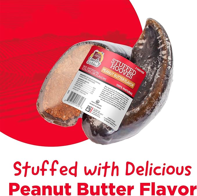 Country Kitchen Stuffed Beef Hoof Peanut Butter Flavor Dog Treat, 100% Natural, Long Lasting, 2 Pack