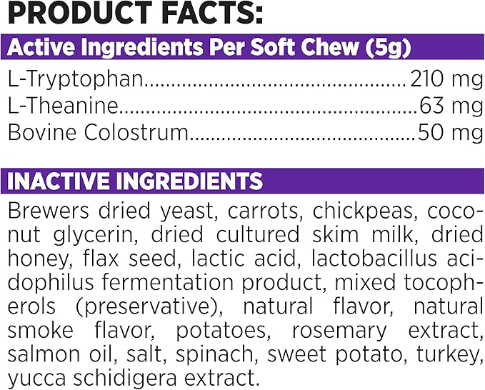 NutriSource AmpliFull Turkey Flavor Calming Dog Soft Chews, Daily Anxiety & Stress Relief Supplement for Dogs, High Absorption for Relaxation, 70 Chews (1 Pack)