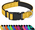 Reflective Dog Collar, Adjustable Soft Neoprene Padded Nylon Pet Collars with Buckle for Puppy and Small Dogs, Cats, Yellow,XS
