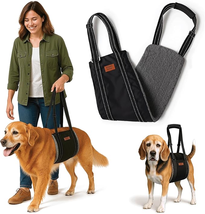 Dog Lifting Harness - Mobility Sling for Weak Back Legs - Rear Support with Soft Fleece Pad, Adjustable Straps & Padded Handle for Recovery & Senior Dogs - Machine Washable (Size XL)