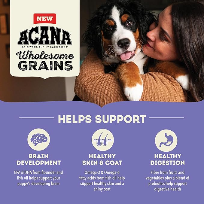 ACANA Wholesome Grains Dry Dog Food Large Breed Puppy Recipe 22.5lb Bag
