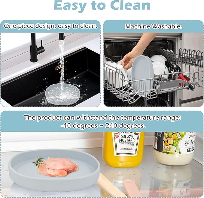 Silicone Cat Dog Bowls, Non Slip Dog Food Cat Feeding Plates, Pet Drinking Bowl for Dry and Wet Food, 10 OZ/330ML Water Bowl for Small Pets 2PCS (Gray)