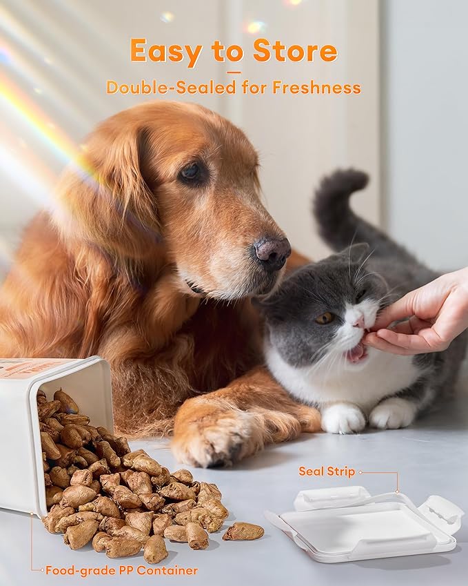 Freeze-Dried Chicken Hearts Cat & Dog Treats, 17.63 oz (1.1LB) — High Protein, Single Ingredient, Grain Free, No Additives or Preservatives, Sealed Box